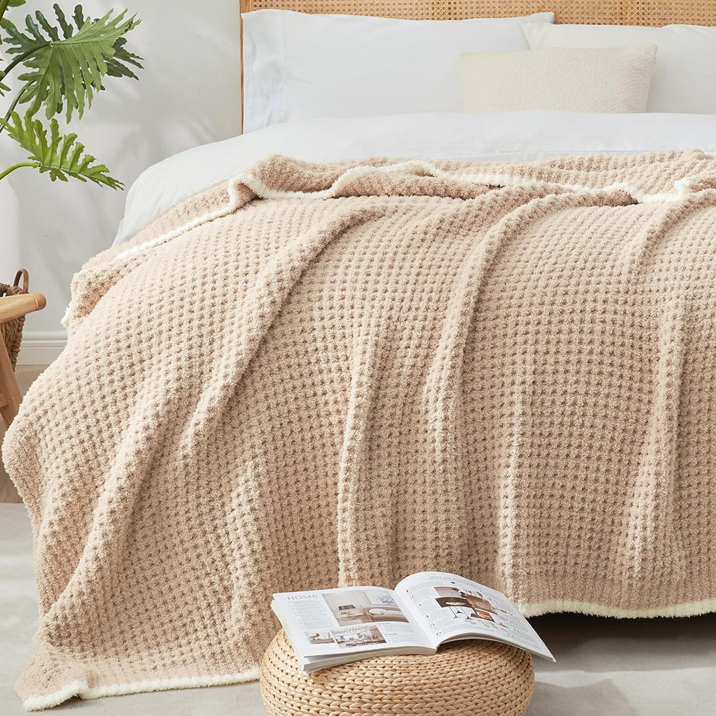Snuggle Sac Waffle Throw Blanket - Reversible Microfiber Cozy Knit 50x60 Inches | Perfect Gift for Women