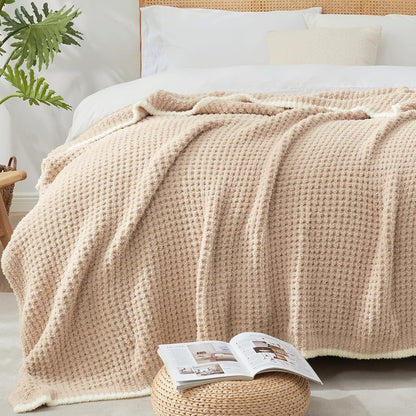 Snuggle Sac Waffle Throw Blanket - Reversible Microfiber Cozy Knit 50x60 Inches | Perfect Gift for Women