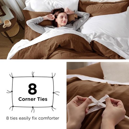 Bedsure King Size Duvet Cover Set - Extra Soft Prewashed Cotton-Like Bedding, 3 Pieces with Zipper Closure & 2 Pillow Shams, 104x90 Inches