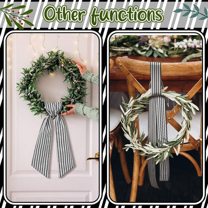 Skiennix Wreath Sash - Satin Blank Sashes for Embroidery | Indoor/Outdoor Home Decor (Black, White, Stripe)