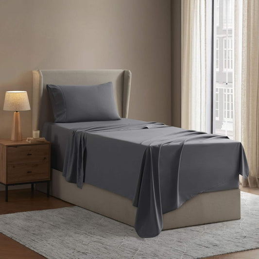 Nestl Twin Sheet Set - 1800 Ultra-Soft Microfiber Twin Bed Sheets - Double Brushed - Deep Pockets - Easy Fit - Extra Soft - 3 Piece Set - Bedding Sheets & Pillowcases (Twin, Dark Grey)