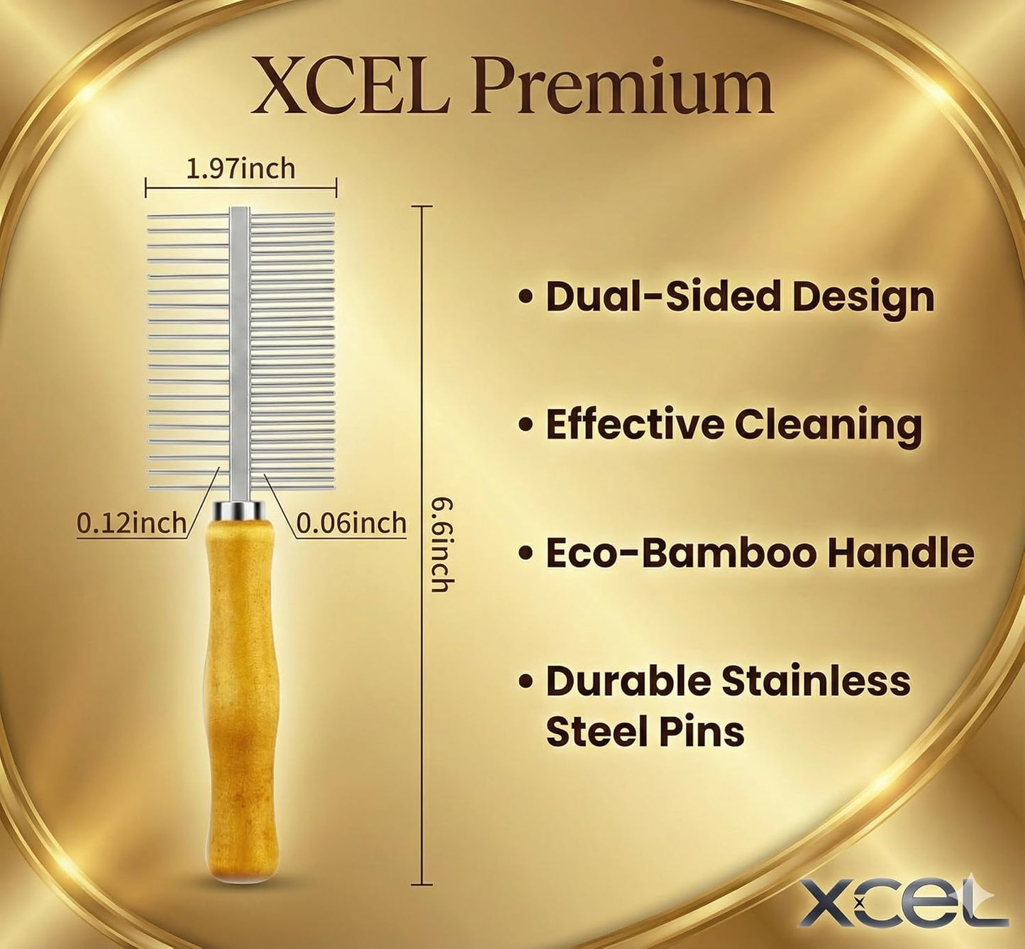 XCEL Hair Brush Cleaner Tool - Dual-Sided Remover Comb for Hair & Dust Buildup | Ideal for Paddle & Boar Bristle Brushes