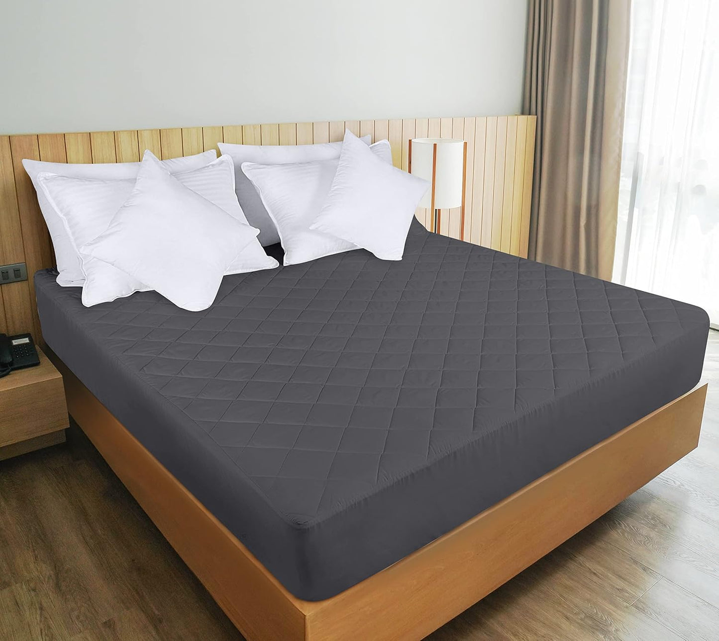 Utopia Bedding Quilted Fitted Mattress Pad - Queen Size, Elastic Cover, Machine Washable, Grey | Pack of 2