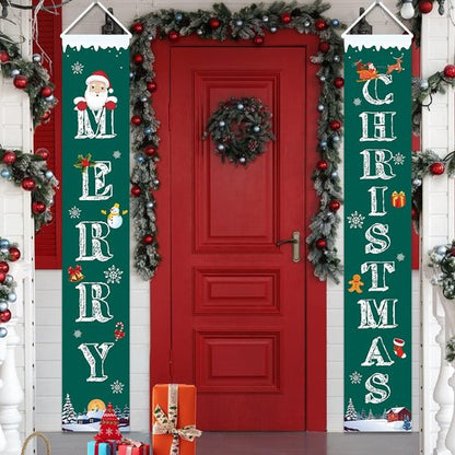 GOER Christmas Banner - 72 Inch by 13 Inch Hanging Decoration for Front Door | Festive Green Design