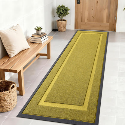 OLANLY Front Door Mat Indoor Outdoor Entrance, Waterproof All-Season, All-Weather Doormat, Sturdy Natural Rubber, Low Profile, Easy Clean Patio Porch Entryway Mat, 71x23, Lime Green