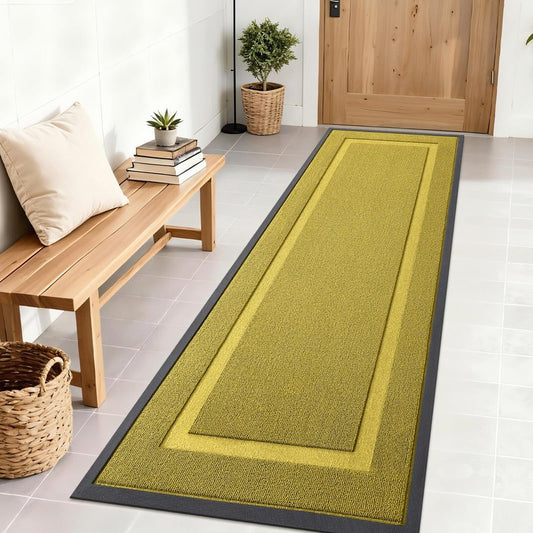 OLANLY Front Door Mat Indoor Outdoor Entrance, Waterproof All-Season, All-Weather Doormat, Sturdy Natural Rubber, Low Profile, Easy Clean Patio Porch Entryway Mat, 71x23, Lime Green