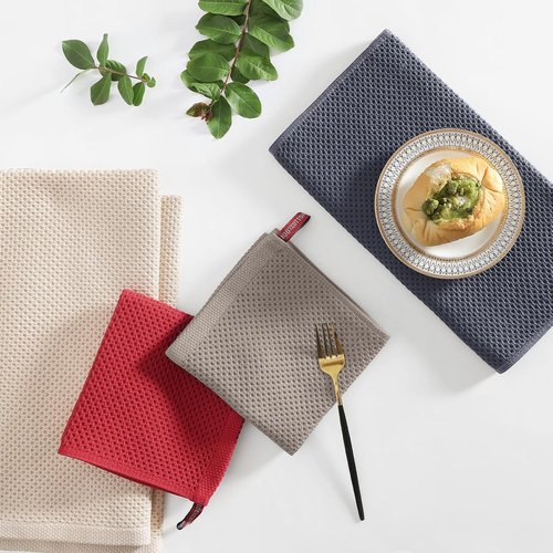 Homaxy Kitchen Towels Set - Ultra Soft & Absorbent Cotton Dishcloths | 8-Pack in Mixed Colors, 12x12 & 13x28 Inches