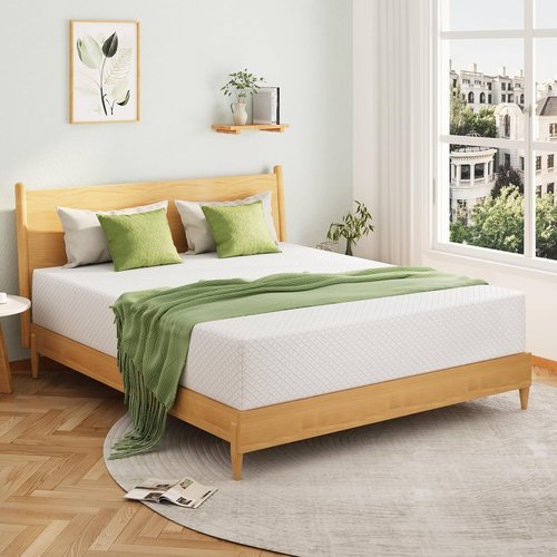 EGOHOME 8-Inch Queen Memory Foam Mattress - Cooling Green Tea Gel for Pressure Relief | CertiPUR-US Certified, 80''L x 60''W, White