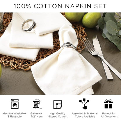 Napkin Set 20x20 Inches (6 Pcs) Poinsettia & Christmas Greenery – DII Woodland Holly