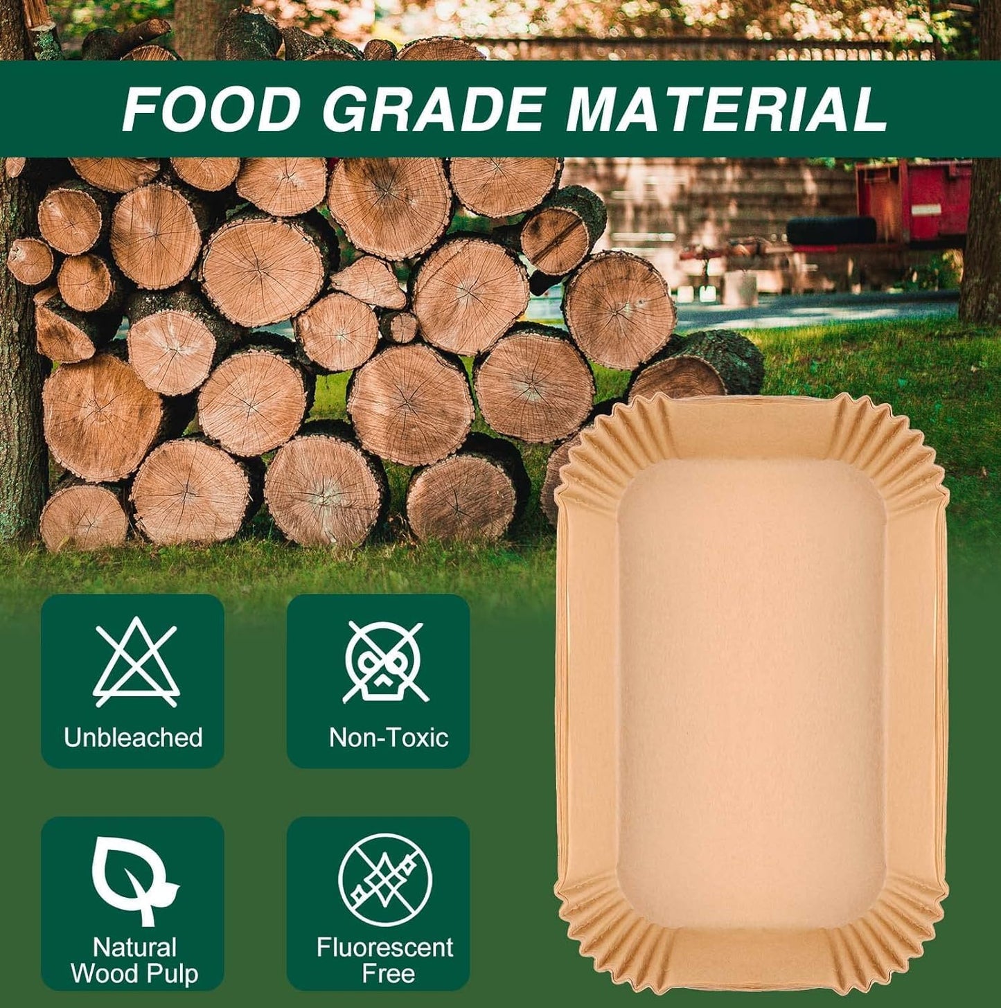 Ninja Air Fryer Disposable Paper Liners - Non-Stick Parchment for Baking | Oil & Water Proof (125PCS, 8.6in x 5.5in)