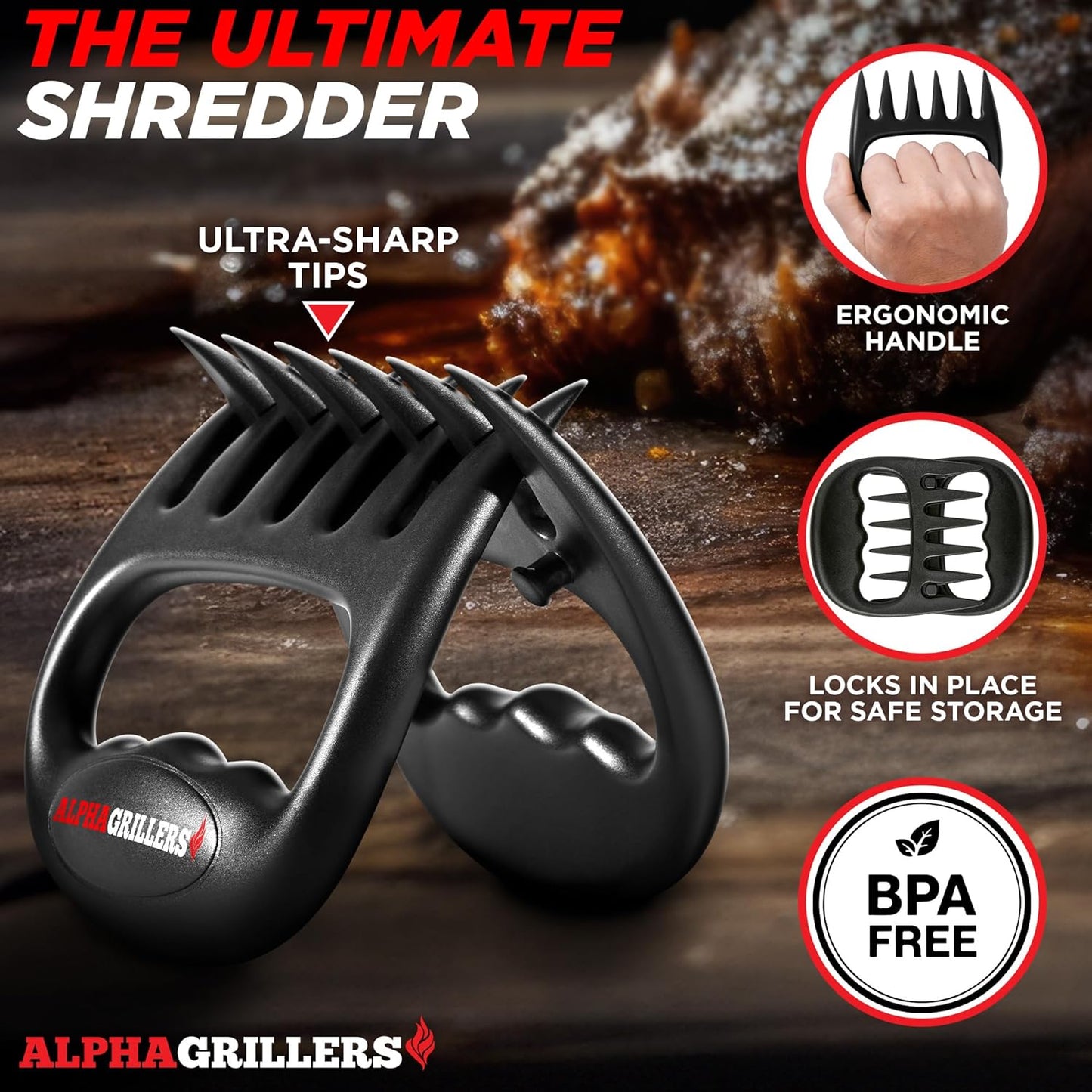 Alpha Grillers Meat Shredder Claws - BBQ Pulling Tools for Effortless Shredding | Perfect Gift for Men