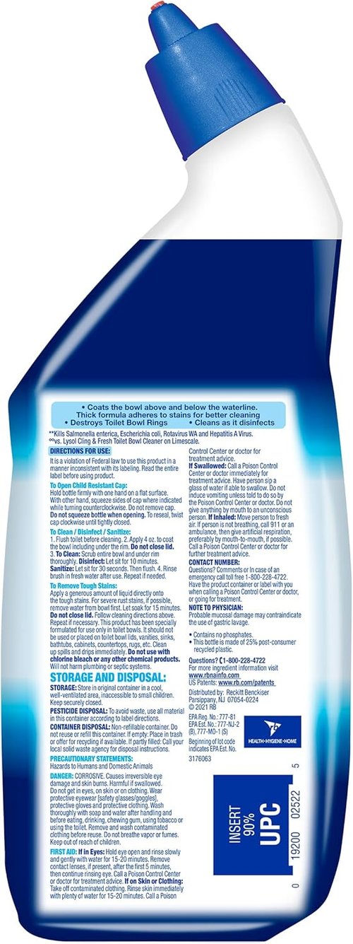 Lysol Power Toilet Bowl Cleaner Gel - Stain Removal & Disinfection | 24oz Size
