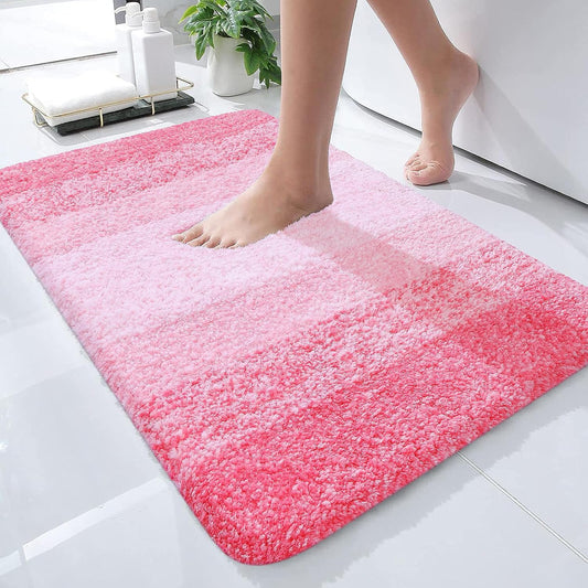 OLANLY Bathroom Rug Mat - Extra Soft, Absorbent Microfiber | Non-Slip Plush Shaggy Design, 24x16, Pink