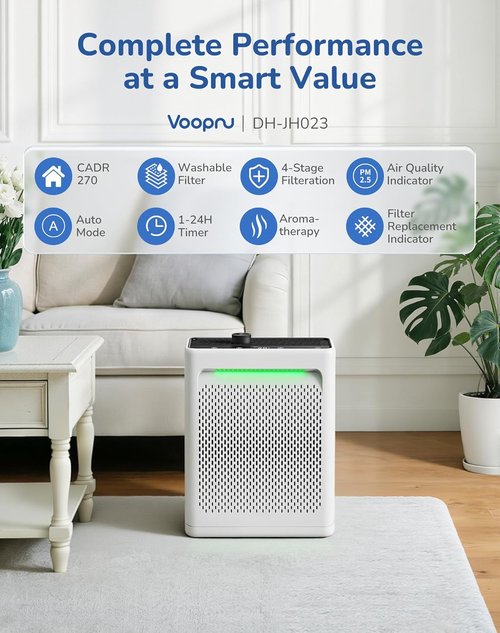 **Air Purifier by DH-JH023 - Powerful Home Air Cleaner for Large Rooms | Washable Pre-Filter, Sleep Mode, Aromatherapy**