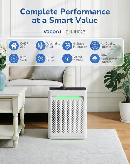 **Air Purifier by DH-JH023 - Powerful Home Air Cleaner for Large Rooms | Washable Pre-Filter, Sleep Mode, Aromatherapy**