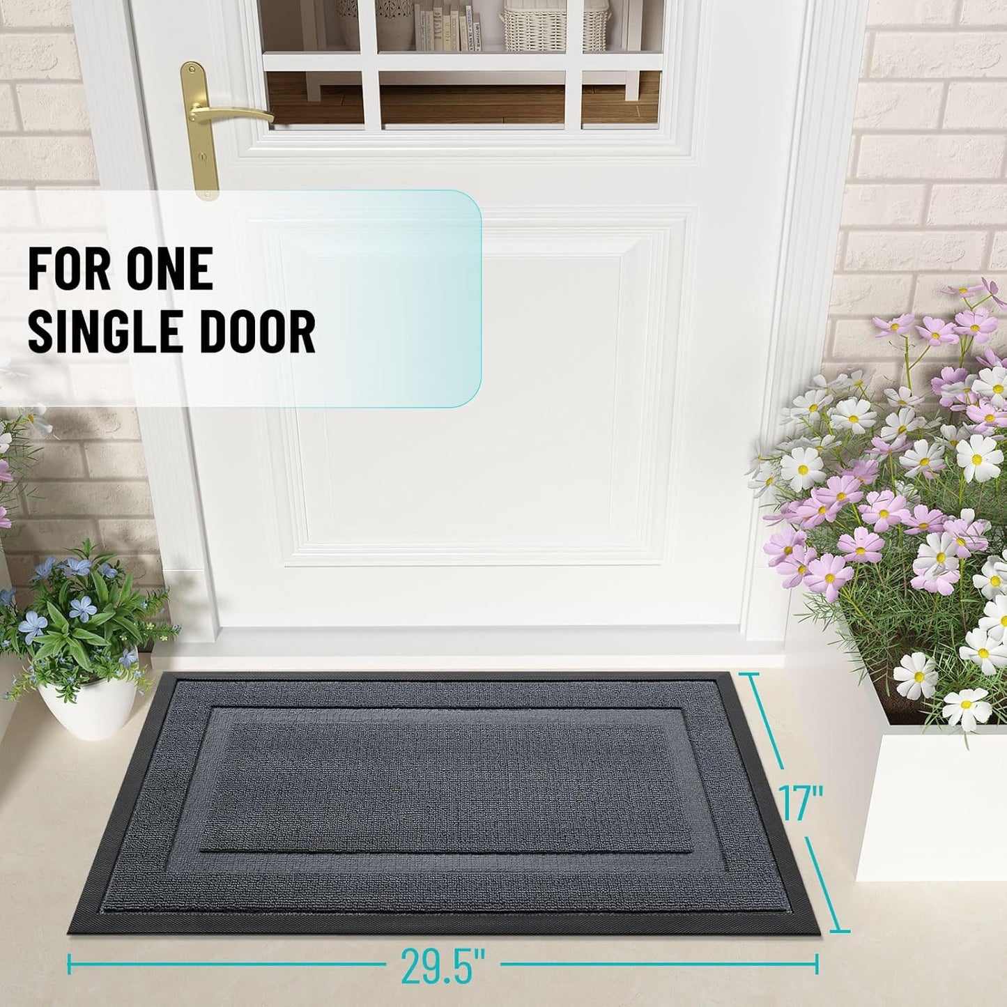OLANLY Indoor Outdoor Front Door Mat - Waterproof All-Season Doormat, Easy Clean, 47x23, Charcoal Gray