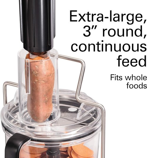 Hamilton Beach Professional Food Processor - Extra-Large 12-Cup Capacity with Veggie Spiralizer & Stainless Steel Blade - 3" Feed Chute