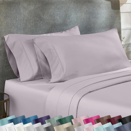 California Design Den Pillowcase Set | 400 Thread Count 100% Cotton Sateen | Soft & Breathable | Queen Size - Dusky Lavender Grey