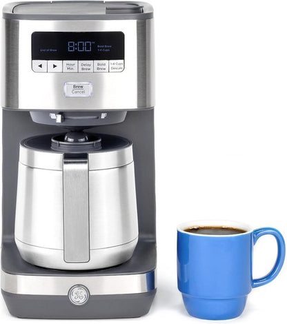 GE Drip Coffee Maker - 10-Cup Thermal Carafe Keeps Coffee Warm for 2 Hours | Adjustable Brew Strength | Stainless Steel