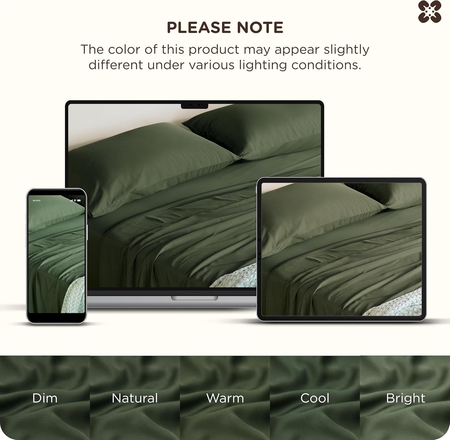Bedsure Bamboo Viscose Queen Sheet Set - Cooling Luxury Bedsheets for Hot Sleepers | Silky Soft & Oeko-Tex Certified | 18" Deep Pocket [Olive Green]