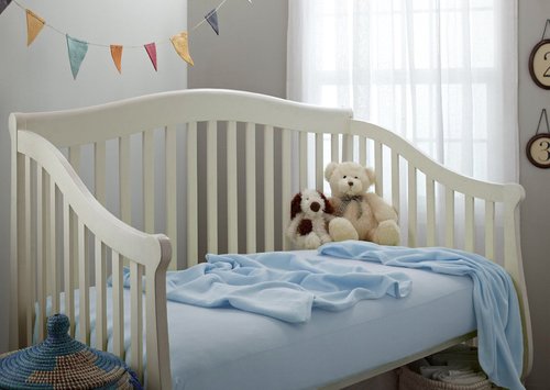 American Baby Company 100% Natural Cotton Fitted Crib Sheet 52" x 28" - Soft, Breathable, Hypoallergenic & Gentle Toddler Bed Sheet, Blue, Neutral for Boys & Girls