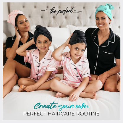 Microfiber Hair Towel Wrap with Wet & Dry Detangling Brush – Fast Drying Anti-Frizz Hair Drying Turban for Curly, Wavy and Straight Hair – Gentle Absorbent Hair Care for Women, Girls and Kids