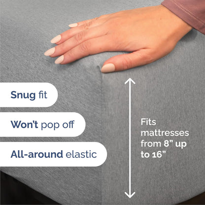 Queen Size 4-Piece Sheet Set | Skiennix Comfy Breathable Cooling Bed Sheets - Soft, Wrinkle-Free Grey