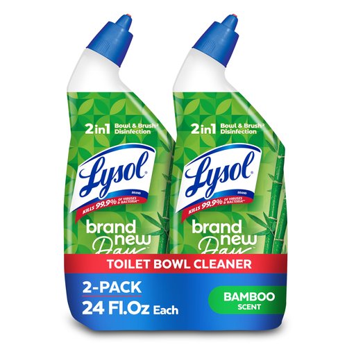 Lysol Toilet Bowl Cleaner Clinging Gel, Cleaning, Disinfecting, and Stain Removal, Bleach Free Bathroom Cleaning Supplies, Bamboo Scent, 24 fl oz. (2 Pack)