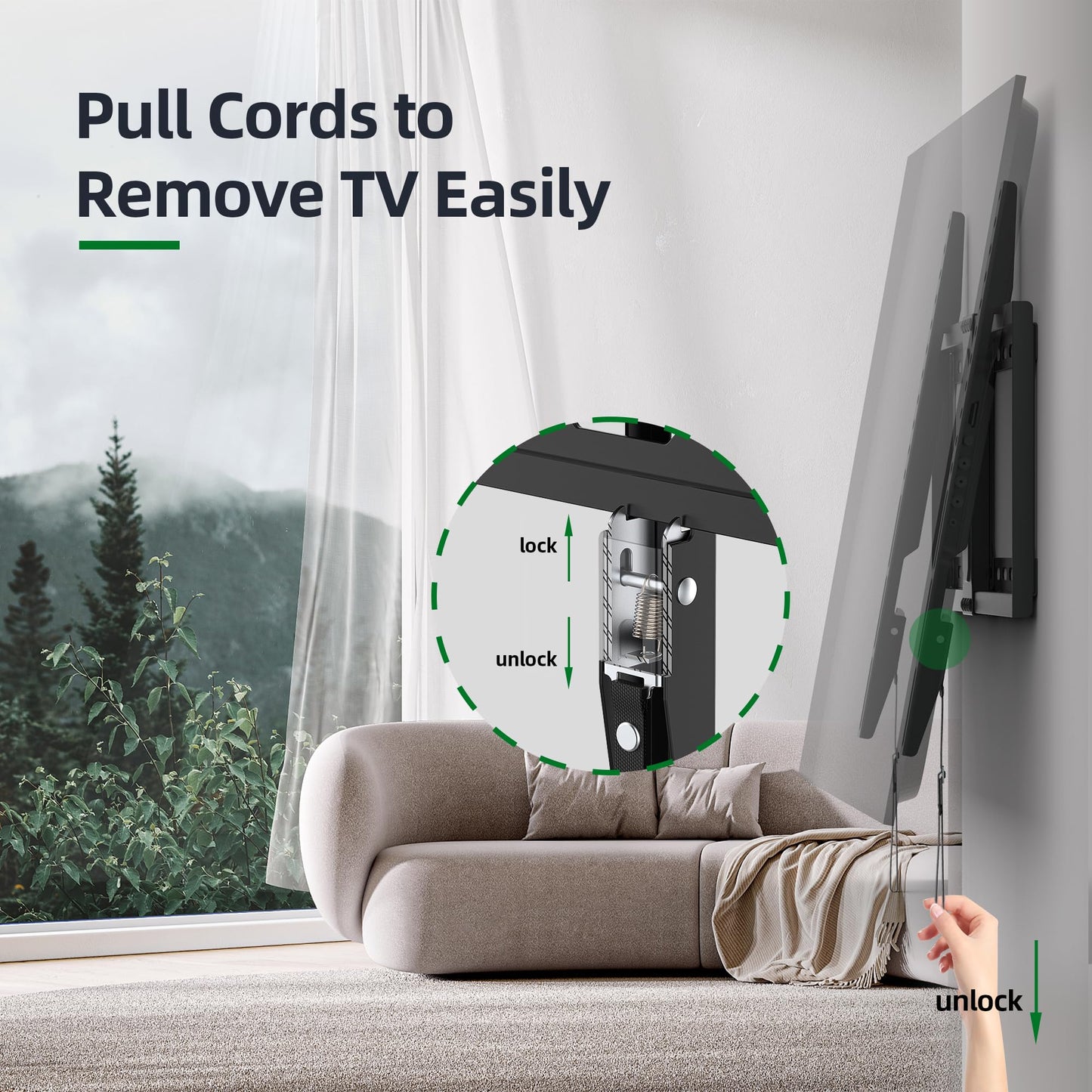 USX MOUNT Fixed TV Wall Mount,Low Profile TV Mount for Most 37-86 Inch Flat Screen Televisions,Max VESA 600x400mm Wall Mount Bracket Holds up to 132 lbs,Fits 16"/18"/24" Wood Studs,Quick Release Lock