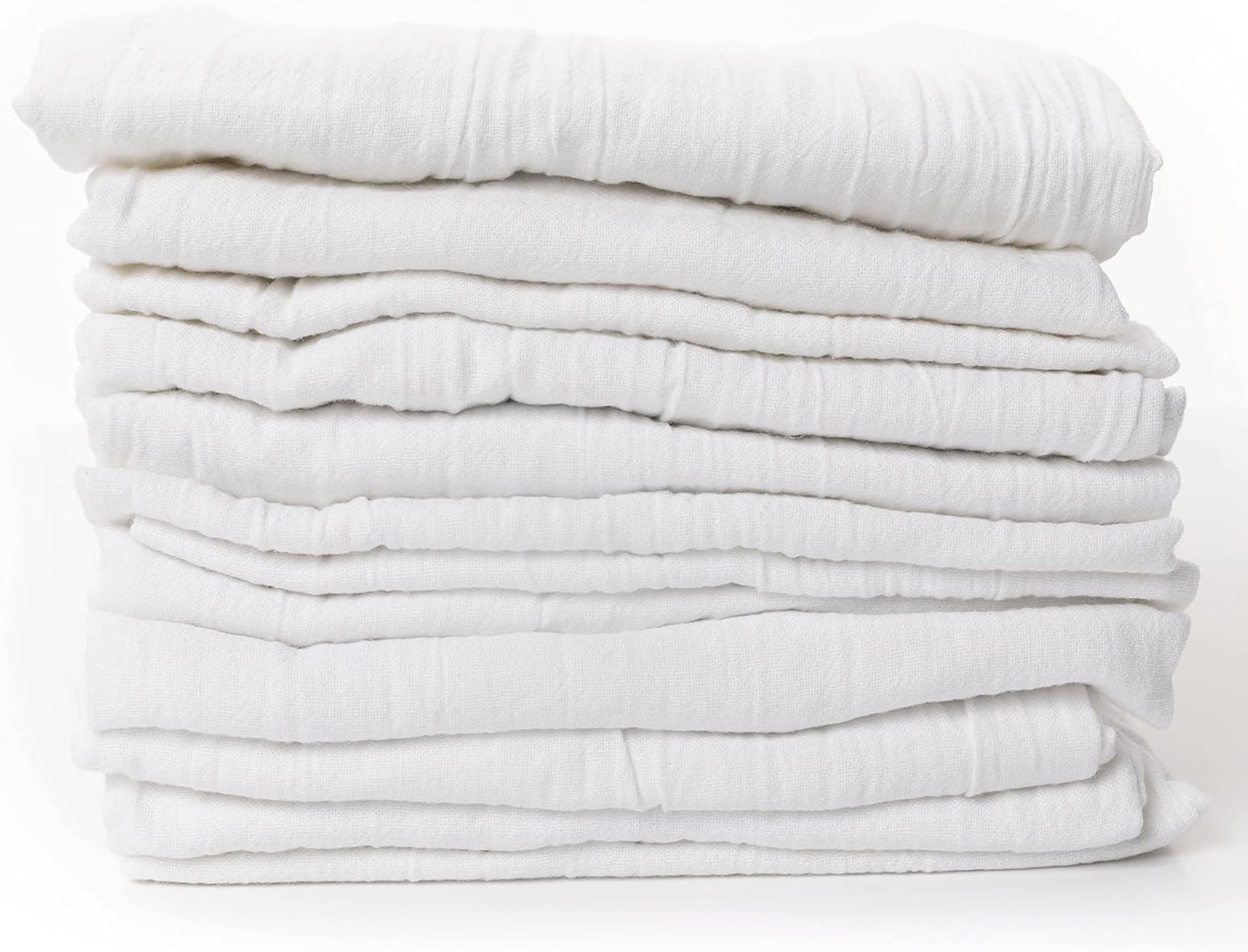 Perlli Kitchen Flour Sack Towels - 12 Pack Lint-Free 100% Cotton Dish Drying Cloths | 28 x 28 Inches, White