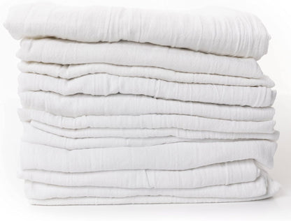 Perlli Kitchen Flour Sack Towels - 12 Pack Lint-Free 100% Cotton Dish Drying Cloths | 28 x 28 Inches, White