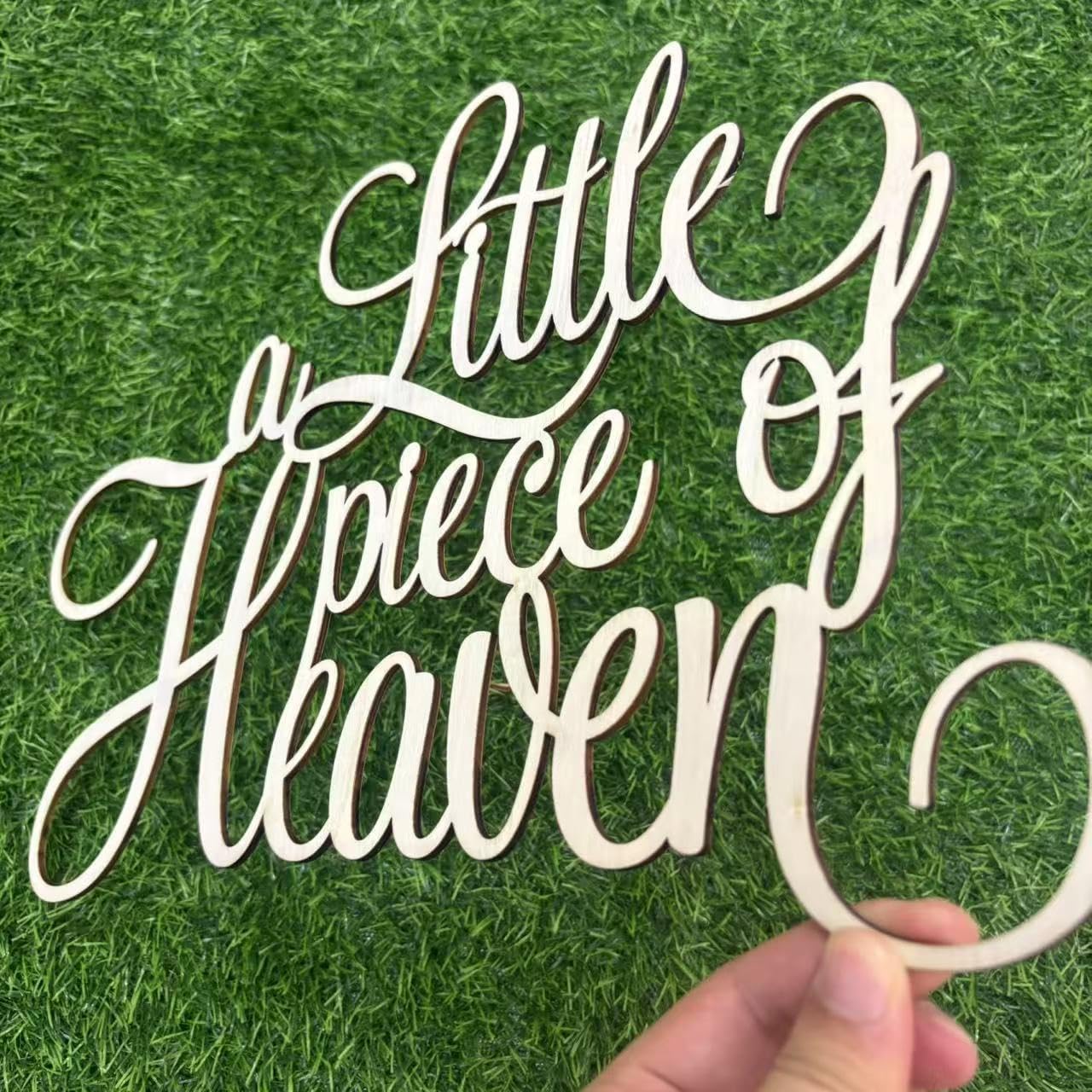 Skiennix Wooden Baby Shower Decorations - A Little Piece of Heaven Theme for Gender Reveal & Birthday Parties