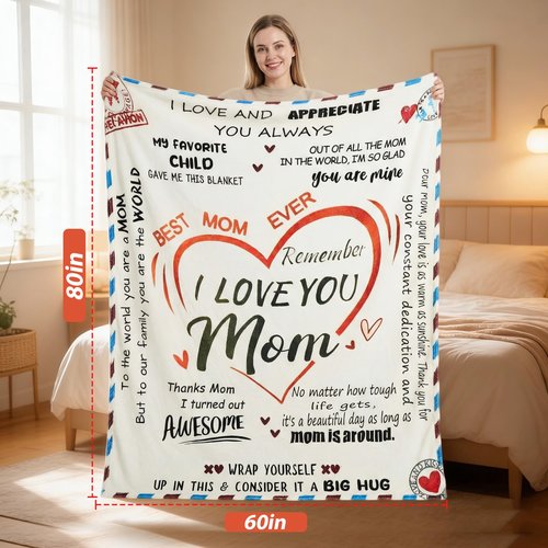 Mothers Day Blanket, Super Soft Throw Blanket,Mother's Day,Anniversary and Birthday Gifts for Mom from Daughter Son, Warm Personalized (60x80)