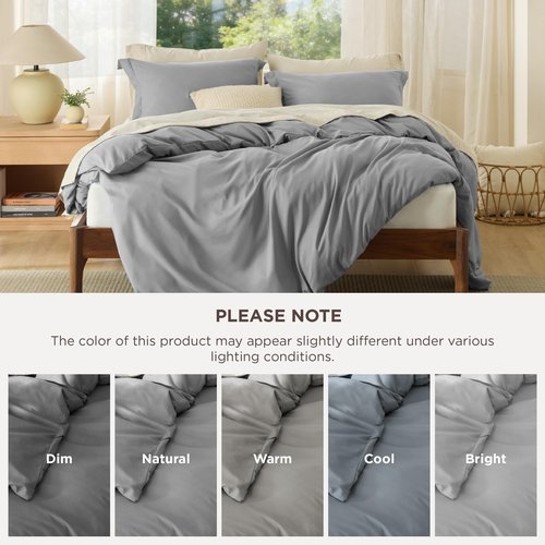 Bedsure Duvet Cover Oversized Queen Size - Soft Double Brushed Bedding Set for Kids & Adults, Zipper Closure, 3 Pieces, Includes 1 Duvet Cover (98"x98") & 2 Pillow Shams, NO Comforter, Grey