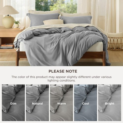 Bedsure Duvet Cover Oversized Queen Size - Soft Double Brushed Bedding Set for Kids & Adults, Zipper Closure, 3 Pieces, Includes 1 Duvet Cover (98"x98") & 2 Pillow Shams, NO Comforter, Grey