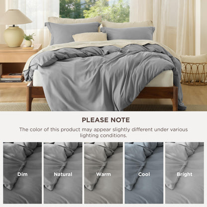 Bedsure Duvet Cover Full Size - Soft Double Brushed Bedding Set for Kids & Adults, Zipper Closure, 3 Pieces, Includes 1 Duvet Cover (80"x90") & 2 Pillow Shams, NO Comforter, Grey