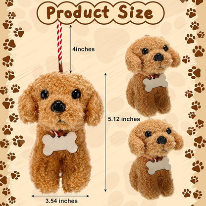 Goldendoodle Christmas Ornament - Plush Curly Dog with Writable Wooden Tag (Variation: Gold)