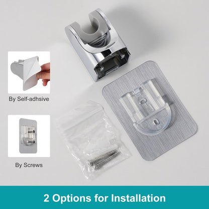 GwernKB Shower Head Holder Strong Adhesive No Drilling Wall Mount Adjustable Handheld Showerhead Bracket for RV Kids Bathroom Shower,Fix Firmly and Use Conveniently (Silver, 1)