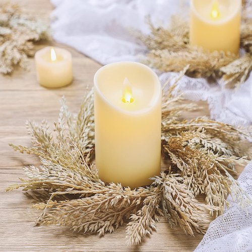 Hanaive Boho Candle Wreaths - 8 Pcs Small Faux Pampas Decor for Weddings & Home | 3.9 in