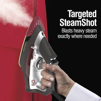 CHI 2-in-1 Steam Iron & Vertical Garment Steamer - Targeted SteamShot, Titanium Soleplate, 1200W, 10' Cord