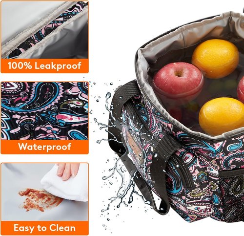 Lifewit Insulated Lunch Bag - Soft Cooler Tote for Adults | Paisley Design, 12-Can Capacity (9L)