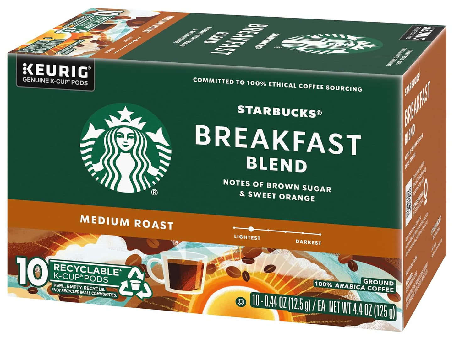 Starbucks Breakfast Blend Medium Roast Coffee K-Cup Pods - 40 Count (Pack of 4 Boxes)