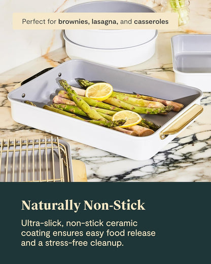 Caraway Nonstick Baking Pan Set | 2x 9" x 6.5" & 1x 9" x 13" - Non-Toxic, PTFE & PFOA Free - Gray Aluminized Steel