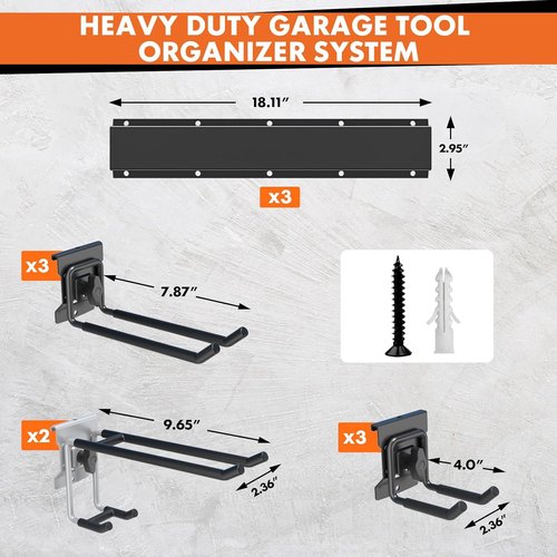 Garage Tool Organizer by [Brand Name] - 48” Heavy-Duty Metal Storage Rack | Adjustable Hooks for Rakes, Brooms & More
