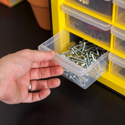 IRIS Hardware Storage Drawer | 44-Drawer Parts Organizer - Durable Yellow Design