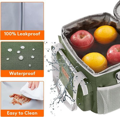 Lifewit Insulated Lunch Bag - Soft Cooler Tote for Adults | Gray & Green, 12-Can Capacity (9L)