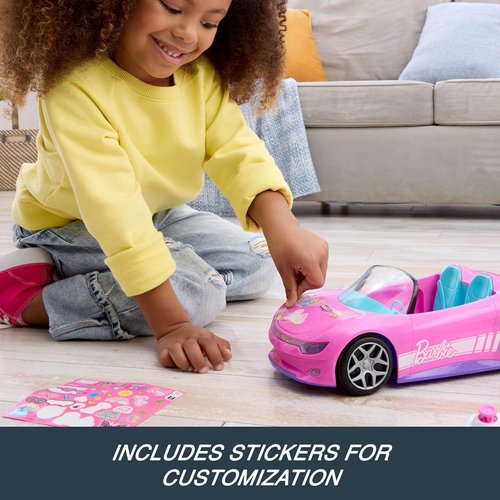 Hot Wheels Barbie RC Toy Car - Remote-Control Pink Convertible for 2 Dolls | Customizable Sticker Sheet