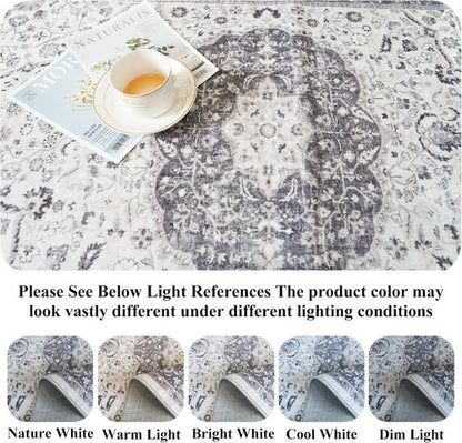 **Regine Switzerland 2x5 Washable Runner Rug - Stain Resistant & Ultra Soft | Grey Indoor Carpet for Entryway & Kitchen**