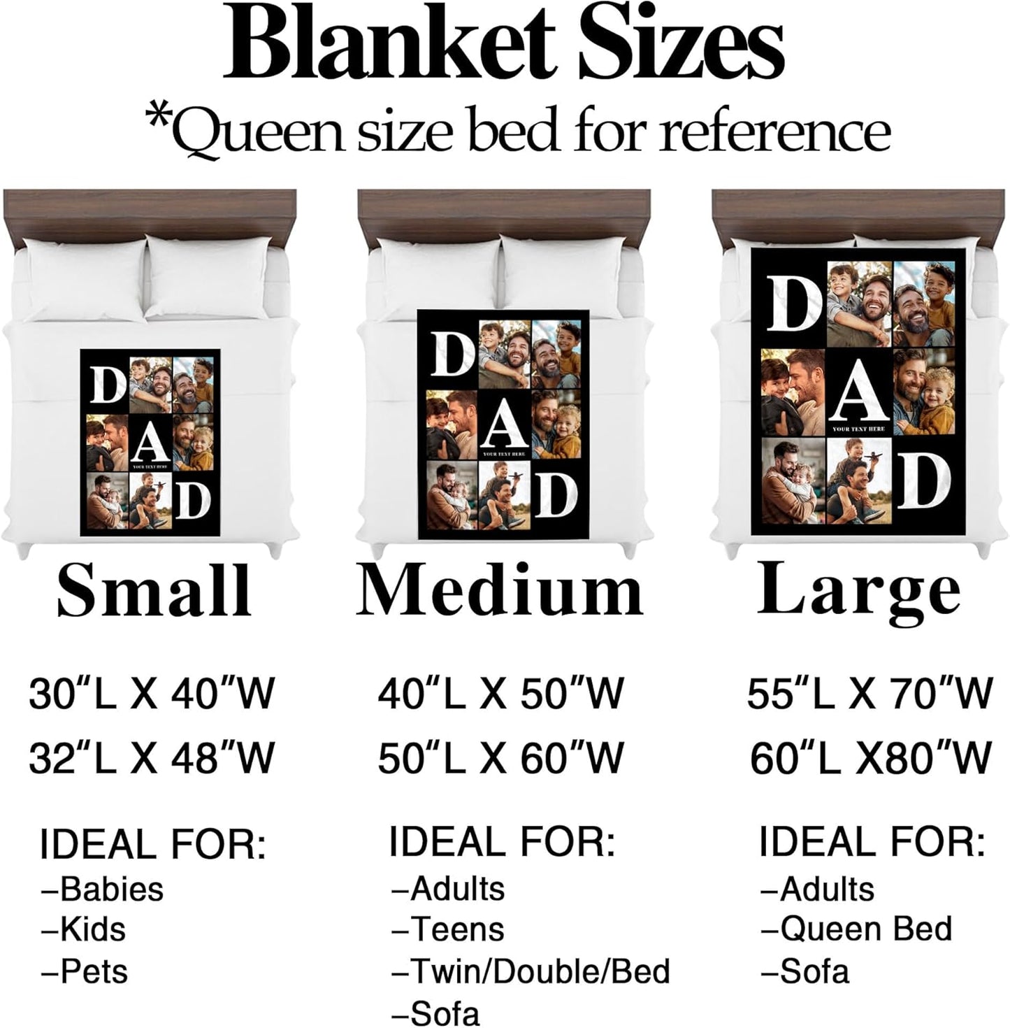 Ship Next Day | Personalized Father's Day Blanket - Unique Custom Gift for Dad, Papa, Grandpa - Photo/Text Option