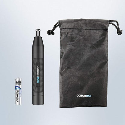 ConairMan Nose Hair Trimmer - Cordless 360 Bevel Blade for Effortless Nose, Ear & Eyebrow Grooming | Includes Drawstring Bag